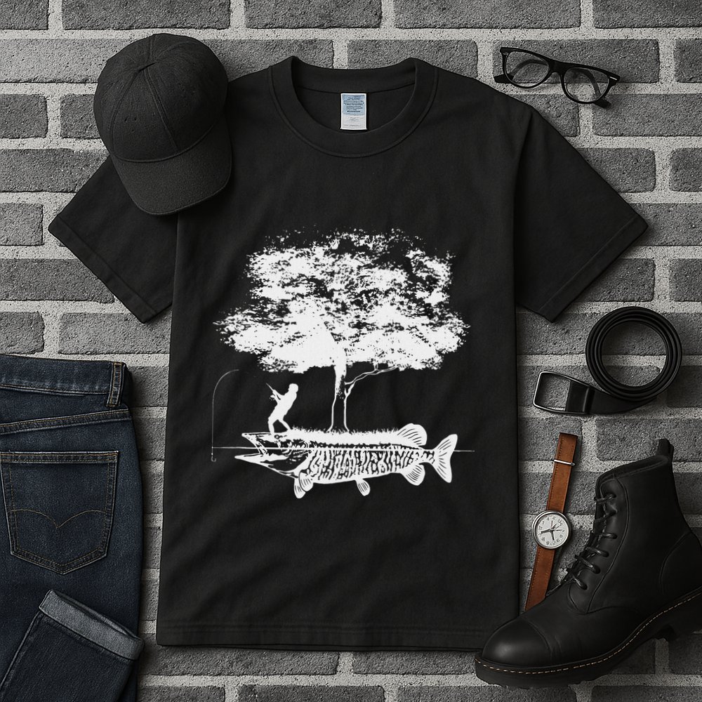 Musky Fish Artistic Love Muskie Fishing Gift Tall T-Shirt