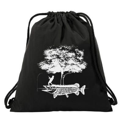 Musky Fish Artistic Love Muskie Fishing Gift Drawstring Bag