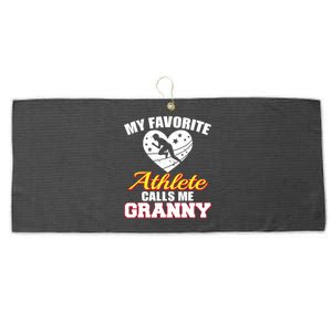 My Favorite Athlete Calls Me Granny Funny Track And Field Large Microfiber Waffle Golf Towel