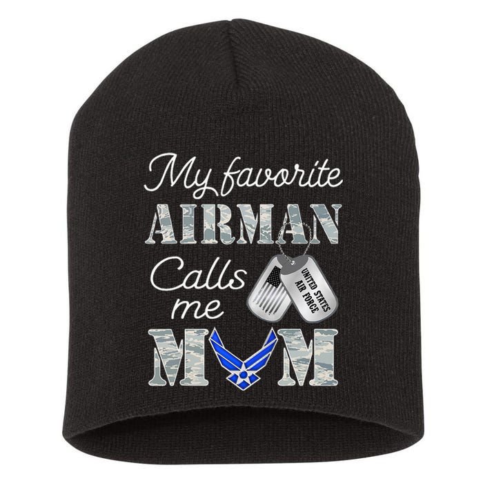 My Favorite Airman Calls Me Mom Air Force Mom Short Acrylic Beanie