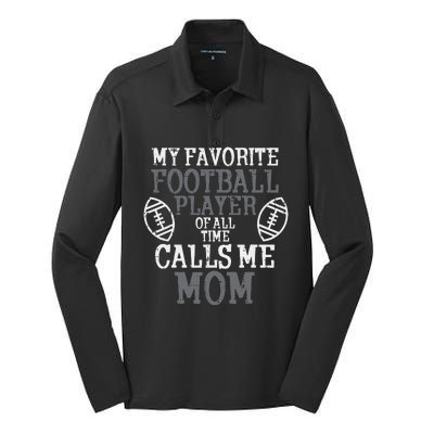 My Favorite American Football Player Calls Me Mom Mama  Silk Touch Performance Long Sleeve Polo