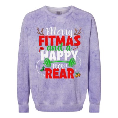 Merry Fitmas And Happy New Rear Year Fitness Weight Lifting  Colorblast Crewneck Sweatshirt