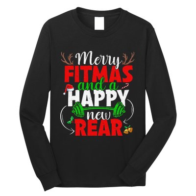 Merry Fitmas And Happy New Rear Year Fitness Weight Lifting  Long Sleeve Shirt