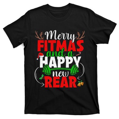 Merry Fitmas And Happy New Rear Year Fitness Weight Lifting  T-Shirt