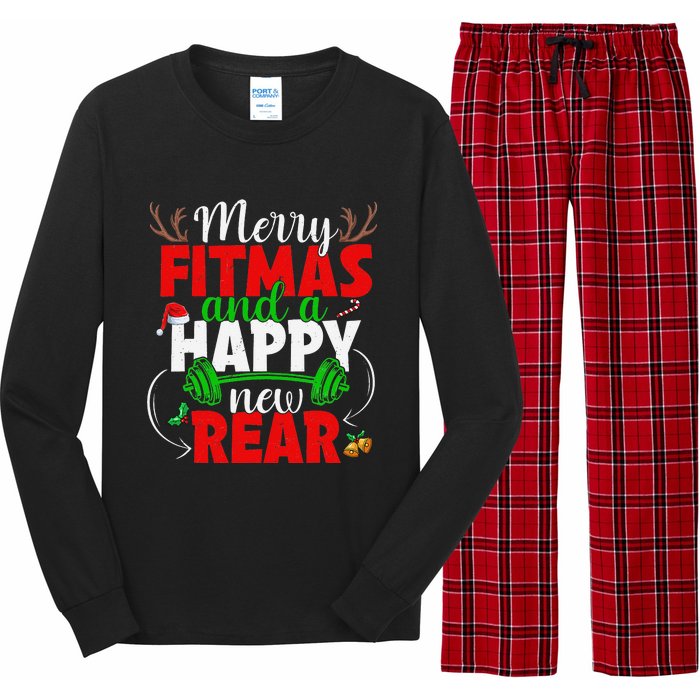 Merry Fitmas And Happy New Rear Year Fitness Weight Lifting  Long Sleeve Pajama Set