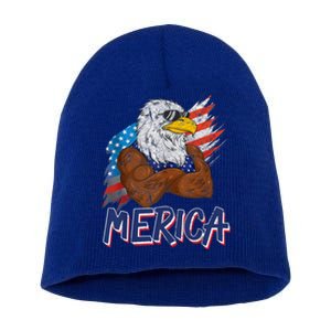 Merica Freedom American Usa Eagle Patriotic 4th Of July Funny Gift Short Acrylic Beanie