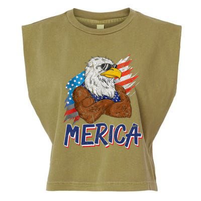 Merica Freedom American Usa Eagle Patriotic 4th Of July Funny Gift Garment-Dyed Women's Muscle Tee