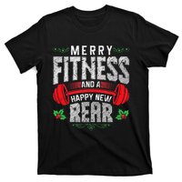 Merry Fitness And A Happy New Rear Funny Christmas Exercise Tank Top T-Shirt