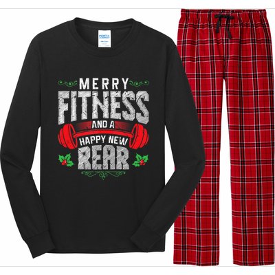 Merry Fitness And A Happy New Rear Funny Christmas Exercise Tank Top Long Sleeve Pajama Set