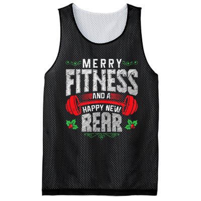 Merry Fitness And A Happy New Rear Funny Christmas Exercise Tank Top Mesh Reversible Basketball Jersey Tank