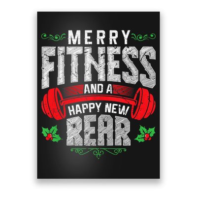 Merry Fitness And A Happy New Rear Funny Christmas Exercise Tank Top Poster
