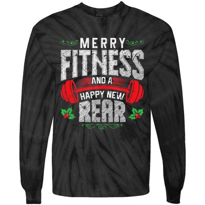 Merry Fitness And A Happy New Rear Funny Christmas Exercise Tank Top Tie-Dye Long Sleeve Shirt