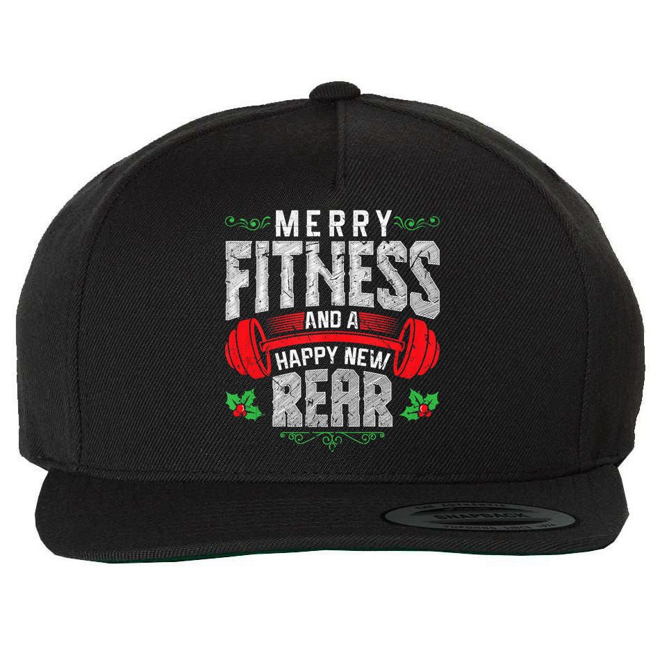 Merry Fitness And A Happy New Rear Funny Christmas Exercise Tank Top Wool Snapback Cap