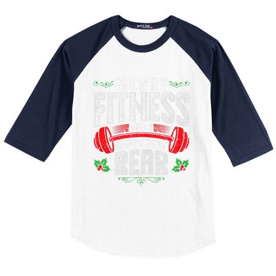 Merry Fitness And A Happy New Rear Funny Christmas Exercise Tank Top Baseball Sleeve Shirt