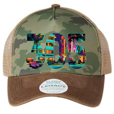 Miami Florida Area Code 305 Vintage Retro Gift Pride Legacy Tie Dye Trucker Hat
