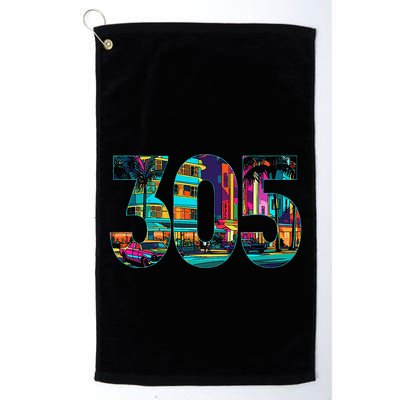 Miami Florida Area Code 305 Vintage Retro Gift Pride Golf Towel