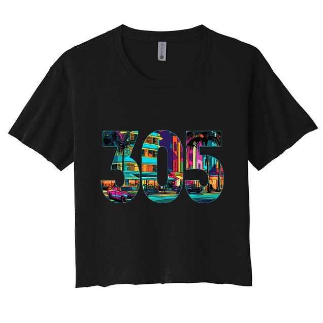 Miami Florida Area Code 305 Vintage Retro Gift Pride Crop Top