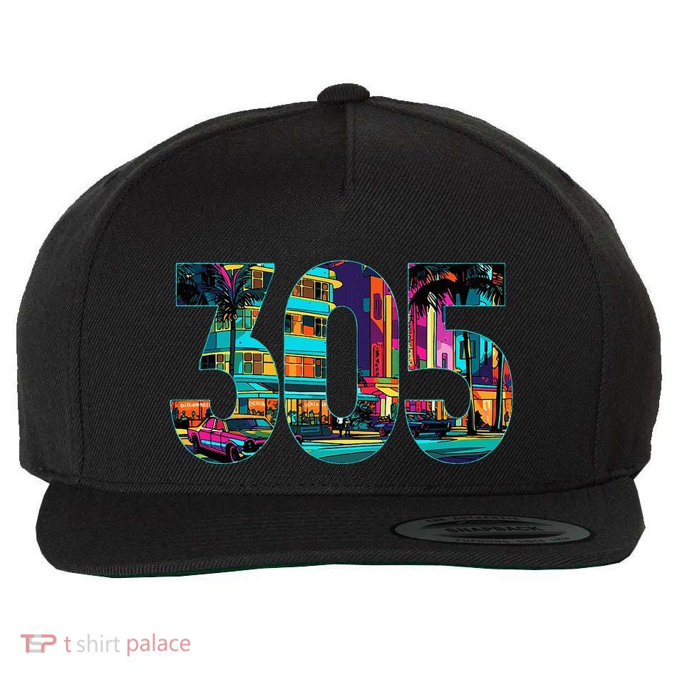Miami Florida Area Code 305 Vintage Retro Gift Pride Wool Snapback Cap