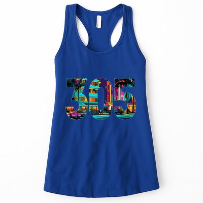 Miami Florida Area Code 305 Vintage Retro Gift Pride Womens Tank Top