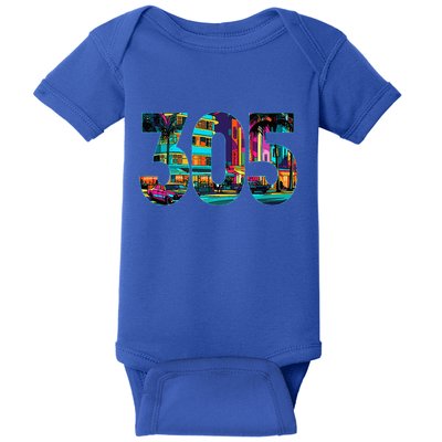 Miami Florida Area Code 305 Vintage Retro Gift Pride Baby Bodysuit