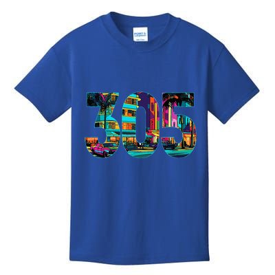 Miami Florida Area Code 305 Vintage Retro Gift Pride Kids T-Shirt