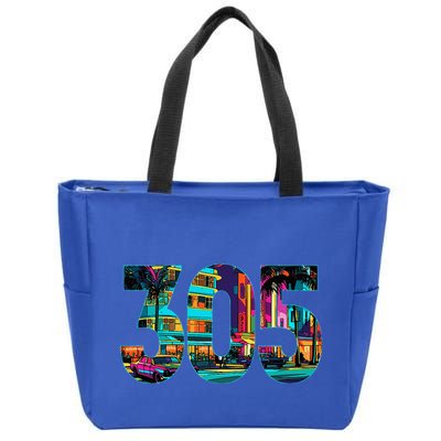 Miami Florida Area Code 305 Vintage Retro Gift Pride Zip Tote Bag