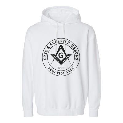 Masonic F & Am Square & Compass Stealth Modern Freemason Garment-Dyed Fleece Hoodie