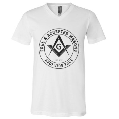 Masonic F & Am Square & Compass Stealth Modern Freemason V-Neck T-Shirt