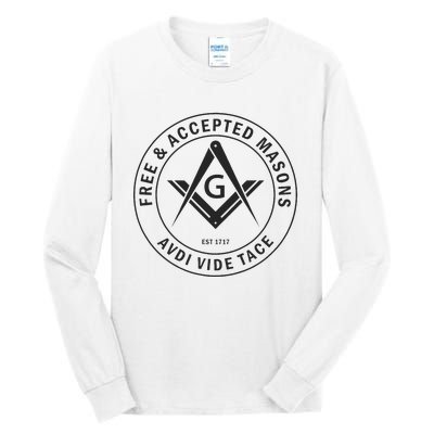 Masonic F & Am Square & Compass Stealth Modern Freemason Tall Long Sleeve T-Shirt