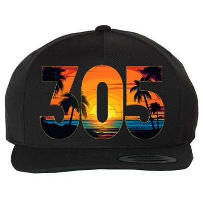 Miami Florida Area Code 305 Vintage Retro Gift Pride Wool Snapback Cap