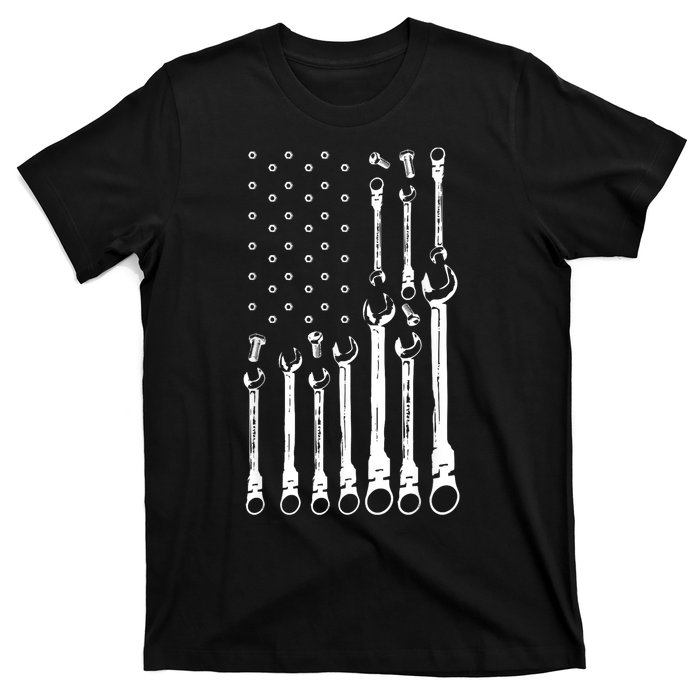 Mechanic Flag American Patriotic Flag Car Mechanic Usa Flag T-Shirt