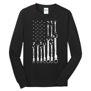 Mechanic Flag American Patriotic Flag Car Mechanic Usa Flag Tall Long Sleeve T-Shirt