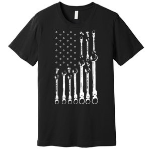 Mechanic Flag American Patriotic Flag Car Mechanic Usa Flag Premium T-Shirt