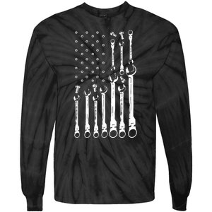 Mechanic Flag American Patriotic Flag Car Mechanic Usa Flag Tie-Dye Long Sleeve Shirt