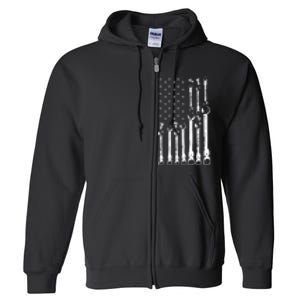 Mechanic Flag American Patriotic Flag Car Mechanic Usa Flag Full Zip Hoodie