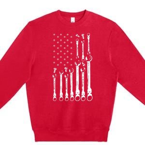 Mechanic Flag American Patriotic Flag Car Mechanic Usa Flag Premium Crewneck Sweatshirt