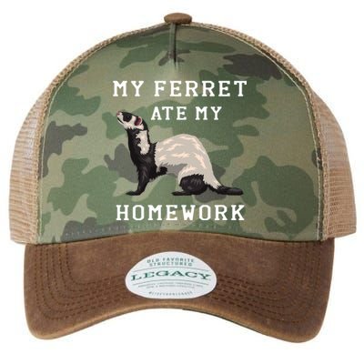 My Ferret Ate My Homework Rodent Animal European Polecat Gift Legacy Tie Dye Trucker Hat