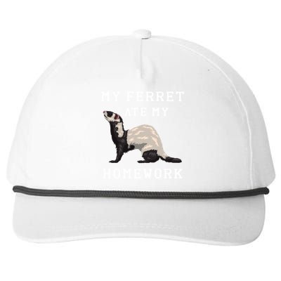 My Ferret Ate My Homework Rodent Animal European Polecat Gift Snapback Five-Panel Rope Hat