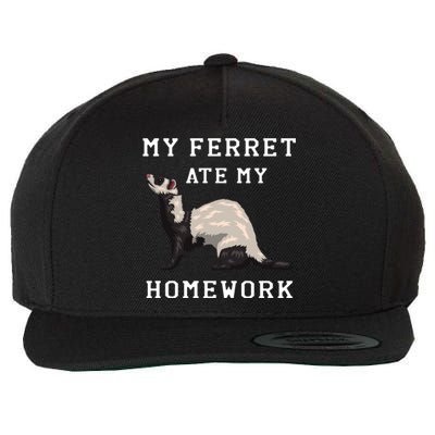 My Ferret Ate My Homework Rodent Animal European Polecat Gift Wool Snapback Cap