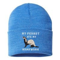 My Ferret Ate My Homework Rodent Animal European Polecat Gift Sustainable Knit Beanie