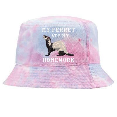 My Ferret Ate My Homework Rodent Animal European Polecat Gift Tie-Dyed Bucket Hat