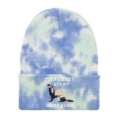 My Ferret Ate My Homework Rodent Animal European Polecat Gift Tie Dye 12in Knit Beanie