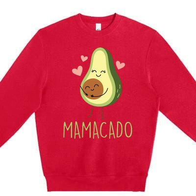 Mamacado Funny Avocado Mom Gifts For Pregnancy Announcement Premium Crewneck Sweatshirt