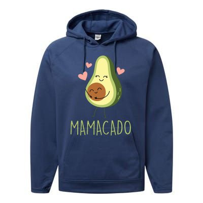 Mamacado Funny Avocado Mom Gifts For Pregnancy Announcement Performance Fleece Hoodie