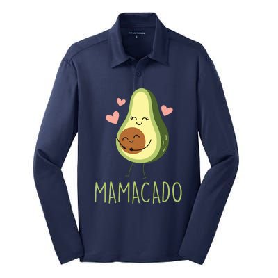 Mamacado Funny Avocado Mom Gifts For Pregnancy Announcement Silk Touch Performance Long Sleeve Polo