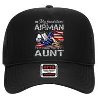 My Favorite Airman Calls Me Aunt Proud Air Force Aunt High Crown Mesh Back Trucker Hat