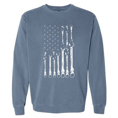 Mechanic Flag American Patriotic Flag Car Mechanic Usa Flag Garment-Dyed Sweatshirt