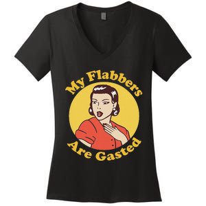 My Flabbers Are Gasted Flabbergasted Funny Retro Woman Women's V-Neck T-Shirt