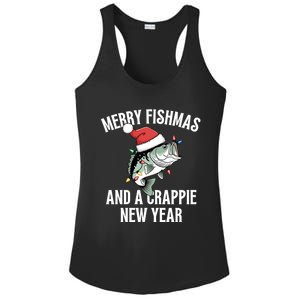 Merry Fishmas And A Crappie New Year Bass Santa Fisher Cute Gift Ladies PosiCharge Competitor Racerback Tank