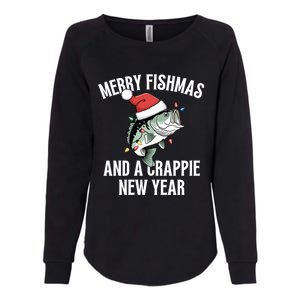 Merry Fishmas And A Crappie New Year Bass Santa Fisher Cute Gift Womens California Wash Sweatshirt